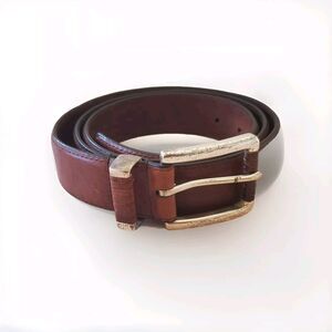Johnston & Murphy Vintage Leather Belt Men's 44 Brown Silver Buckle Classic